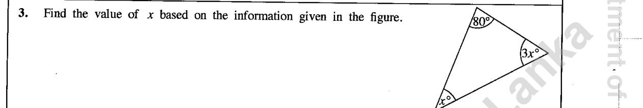 Paper I Part A Q3: Unknown angle from the triangle angle sum