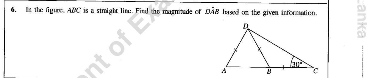 Paper I Part A Q6: Angle using two isosceles triangles and an exterior angle