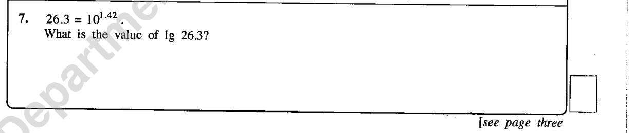 Paper I Part A Q7: Read a logarithm from an index statement
