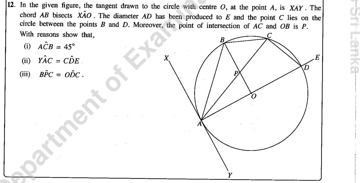 Paper II Part B Q12: Tangent, alternate segment and cyclic quadrilateral angle proofs
