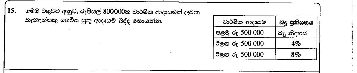 Paper I Part A Q15: Income tax from a slab table