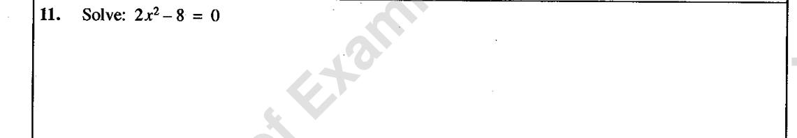 Paper I Part A Q11: Solve a simple quadratic with no linear term