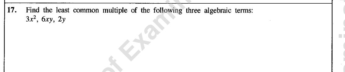 Paper I Part A Q17: LCM of three algebraic terms