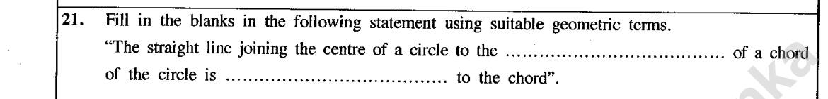 Paper I Part A Q21: Complete the chord-midpoint theorem statement