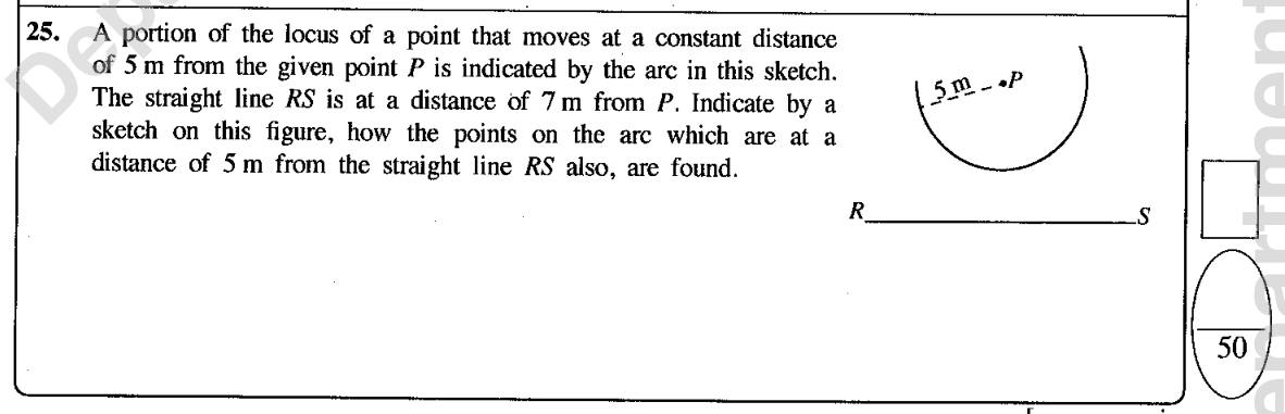 Paper I Part A Q25: Points on a circular locus at a fixed distance from a line