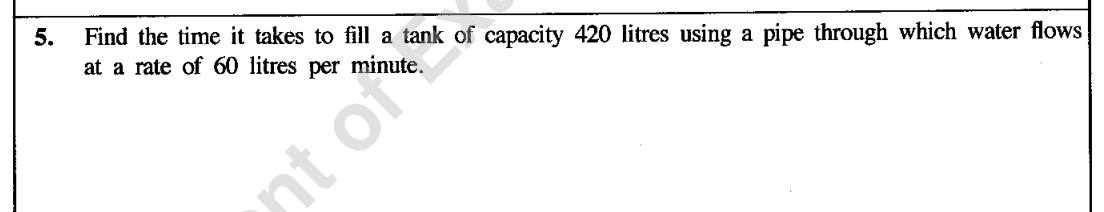 Paper I Part A Q5: Time to fill a tank at a given flow rate