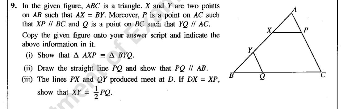 Paper II Part B Q9: Congruent triangles, a parallelogram, and the midpoint theorem
