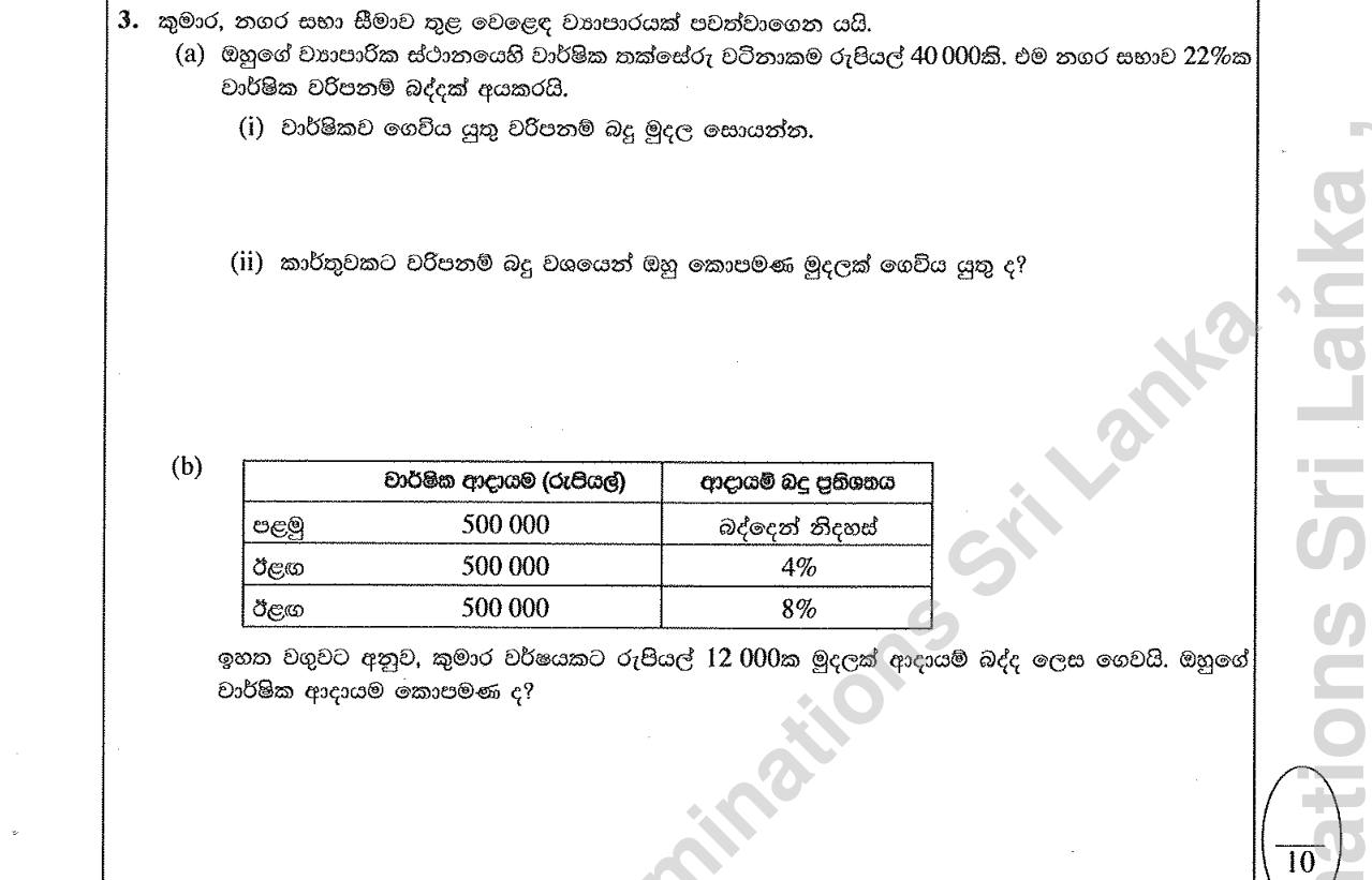 Paper I Part B Q3: Annual and quarterly rates; income from tax paid using a slab table