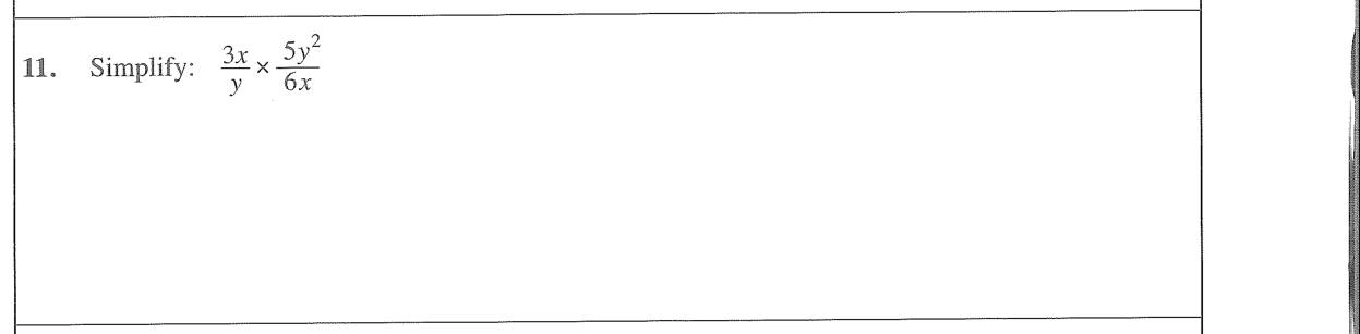 Paper I Part A Q11: Multiply two algebraic fractions