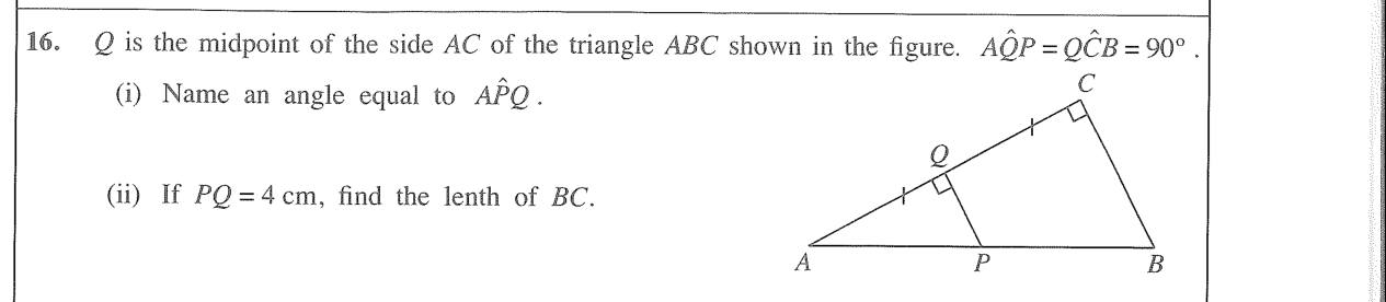 Paper I Part A Q16: Equal angle and length using the midpoint of a side