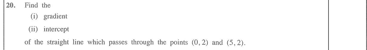 Paper I Part A Q20: Gradient and intercept of a line through two points