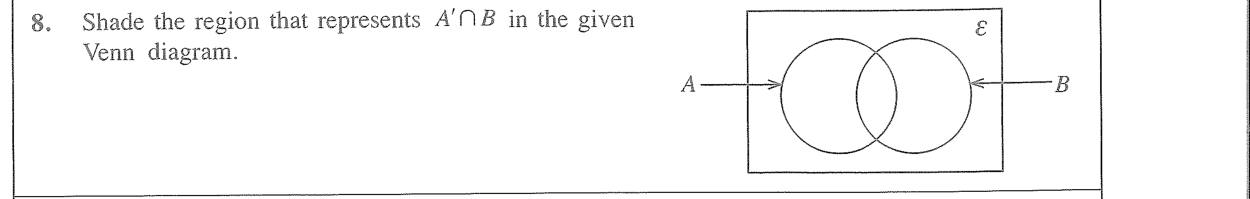 Paper I Part A Q8: Shade the complement of A intersected with B