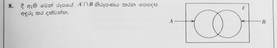 Paper I Part A Q8: Shade the complement of A intersected with B
