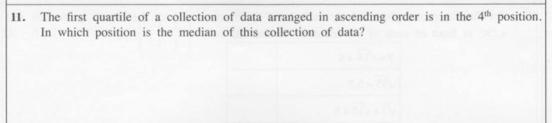 Paper I Part A Q11: Locate the median from the first quartile position