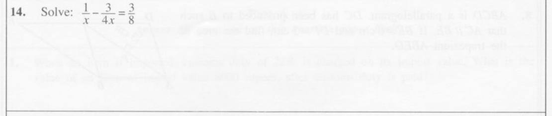 Paper I Part A Q14: Solve an equation with algebraic fractions