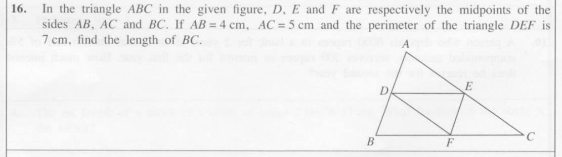 Paper I Part A Q16: Use the midpoint theorem on perimeters