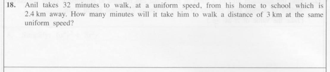 Paper I Part A Q18: Use a constant speed to find a time