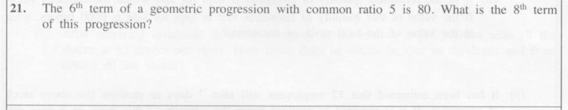 Paper I Part A Q21: Find a later term of a geometric progression