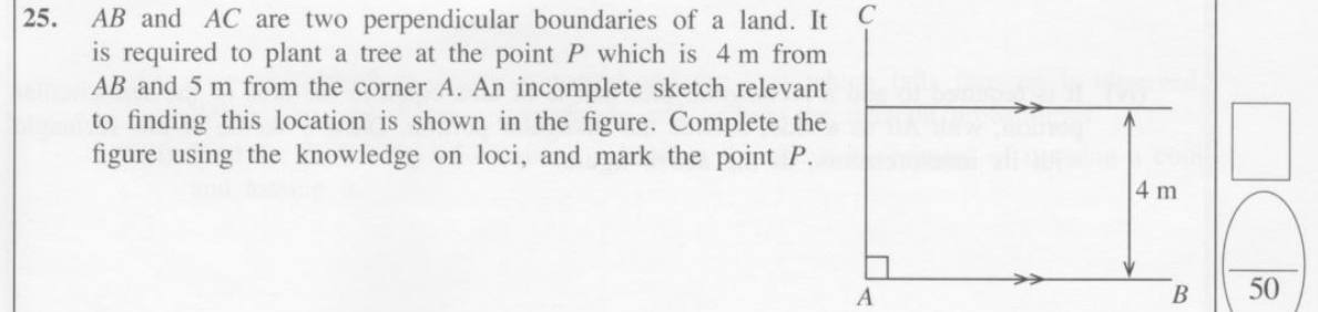 Paper I Part A Q25: Locate a point using two loci