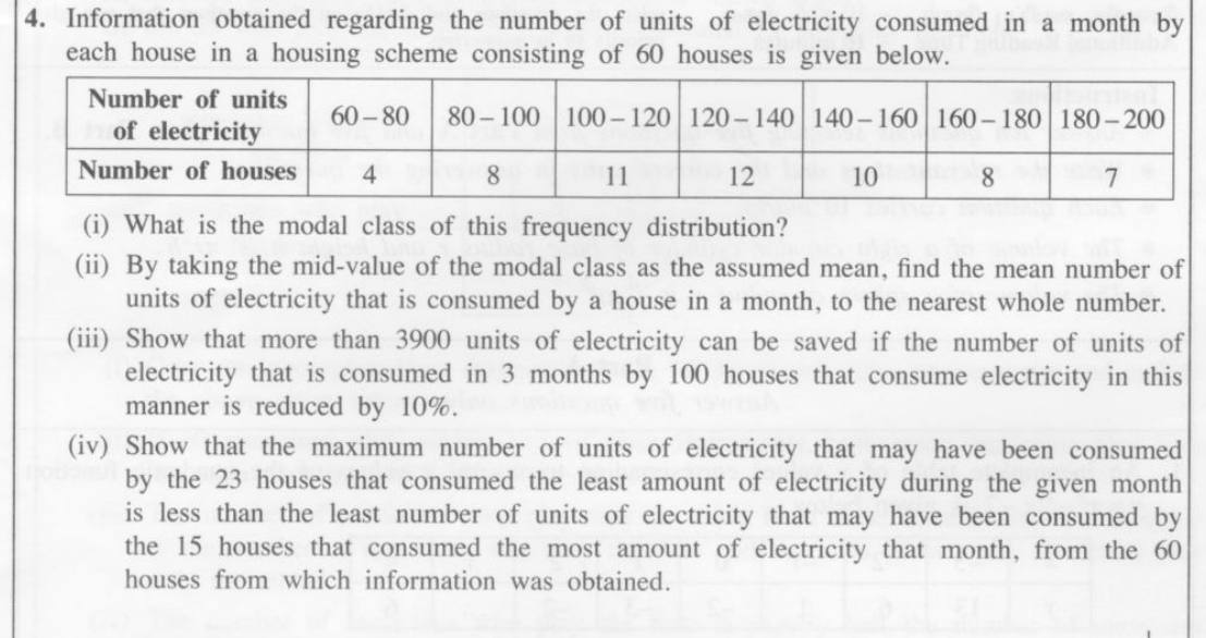 Paper II Part A Q4: Modal class, assumed-mean method, and estimates from a grouped table