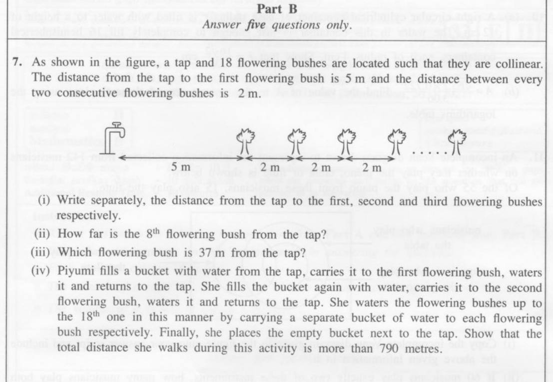 Paper II Part B Q7: Arithmetic progression of distances and sum of terms