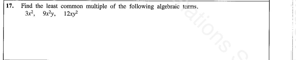 Paper I Part A Q17: LCM of three algebraic terms
