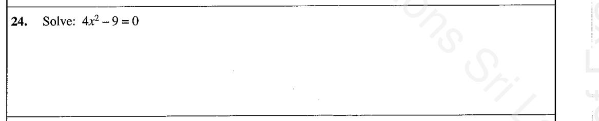 Paper I Part A Q24: Solve a difference-of-squares quadratic