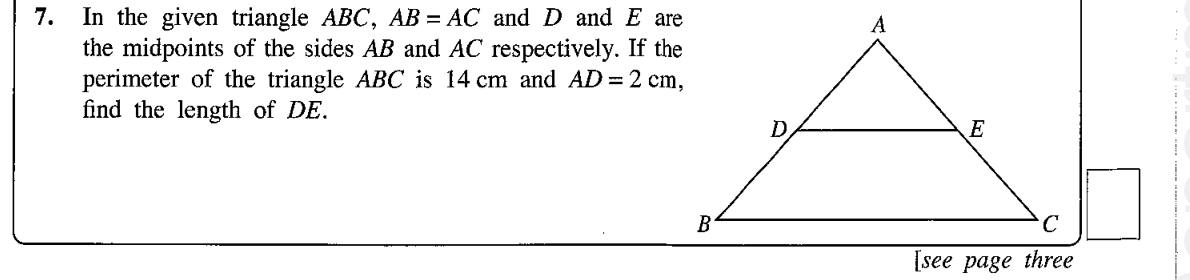 Paper I Part A Q7: Midpoint segment length from a triangle perimeter