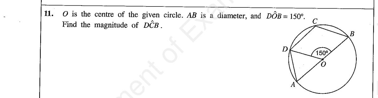 Paper I Part A Q11: Angles in a circle with a diameter and cyclic quadrilateral