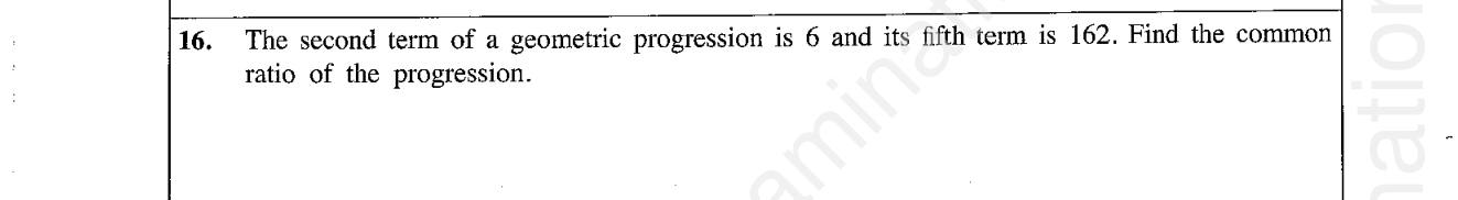 Paper I Part A Q16: Common ratio of a geometric progression from two terms