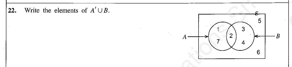 Paper I Part A Q22: List elements of a complement union a set from a Venn diagram