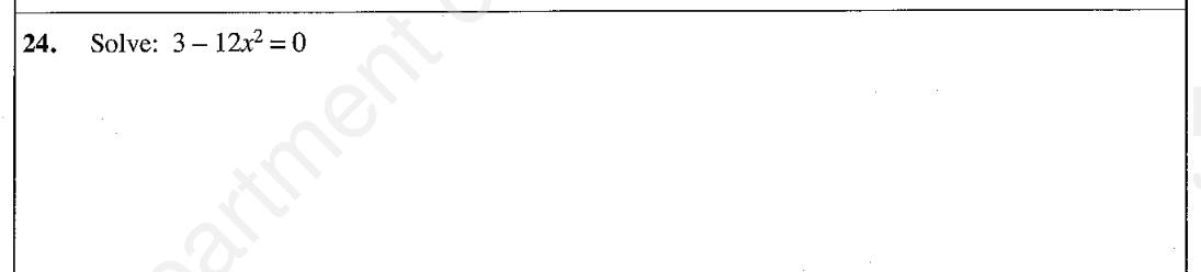 Paper I Part A Q24: Solving a simple quadratic equation