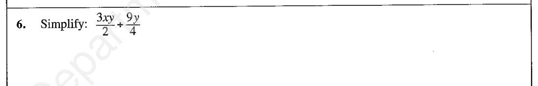 Paper I Part A Q6: Dividing algebraic fractions