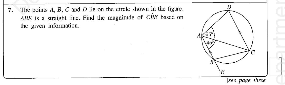 Paper I Part A Q7: Exterior angle of a cyclic quadrilateral with parallel chord