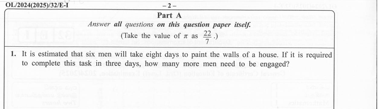 Paper I Part A Q1: Extra workers needed to finish a job sooner
