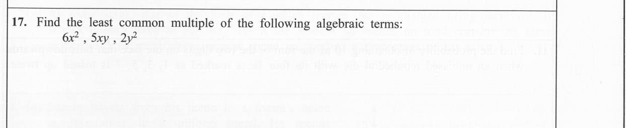 Paper I Part A Q17: LCM of three algebraic terms