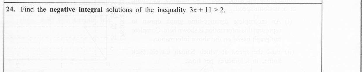 Paper I Part A Q24: Negative integer solutions of a linear inequality