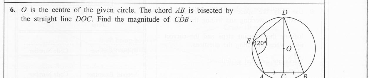 Paper I Part A Q6: Angle using a cyclic quadrilateral and a chord bisector