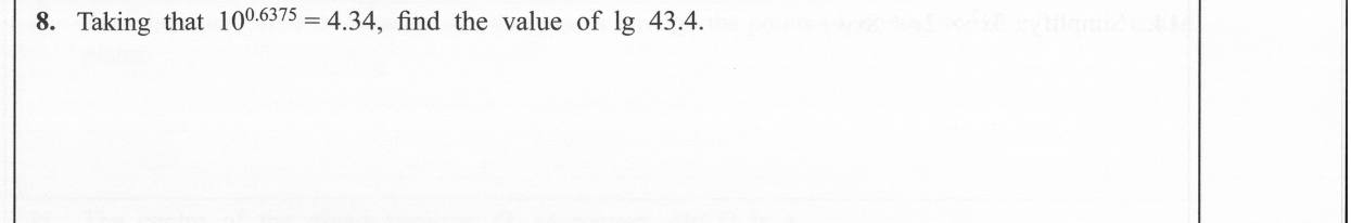 Paper I Part A Q8: Logarithm of a number from a given index form