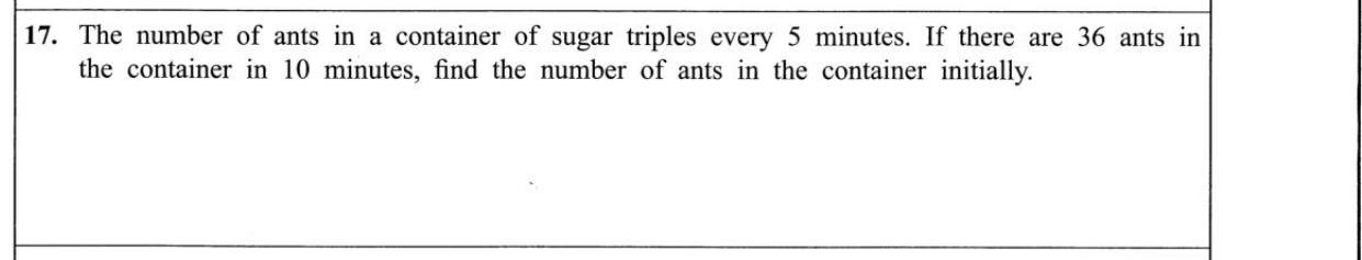 Paper I Part A Q17: Initial number in a tripling pattern
