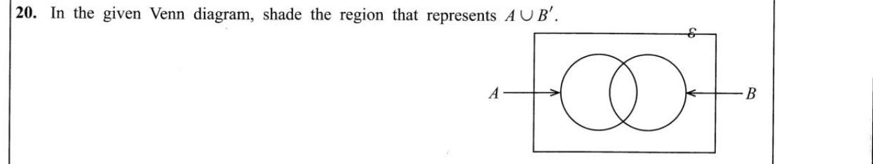 Paper I Part A Q20: Shade a union with a complement on a Venn diagram