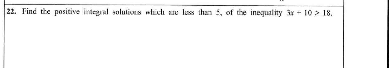 Paper I Part A Q22: Positive integer solutions of a linear inequality below a bound