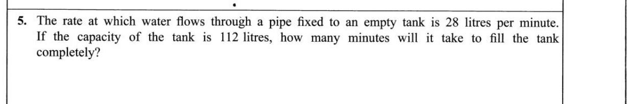 Paper I Part A Q5: Time to fill a tank at a given flow rate